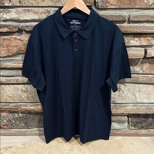Built Different Navy Blue Short Sleeve Polo Cotton Polyester